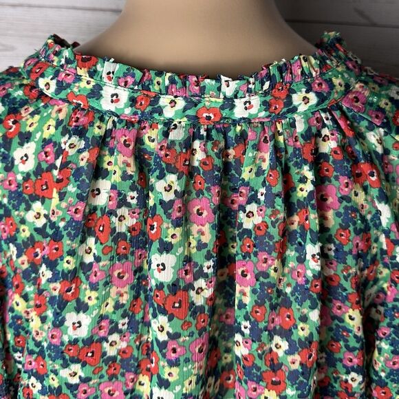 Rachel Zoe Blouse Semi-Sheer Colorful Floral Print - Picture 10 of 14